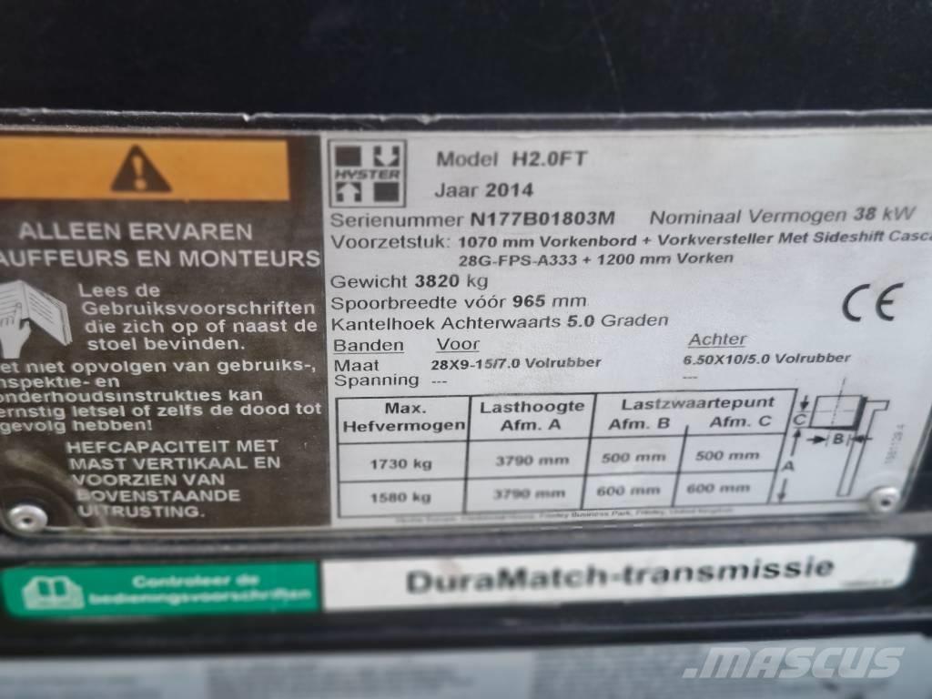 Hyster H 2.0 FT LPG (dujiniai) krautuvai