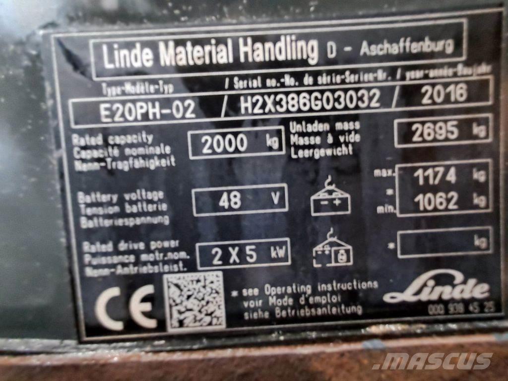 Linde E20PH-02 Elektriniai šakiniai krautuvai
