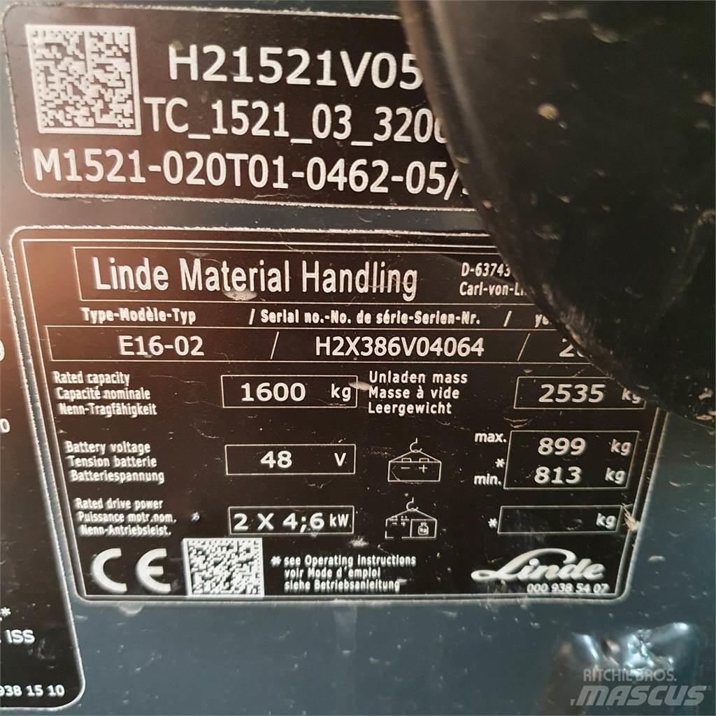 Linde E16 Elektriniai šakiniai krautuvai