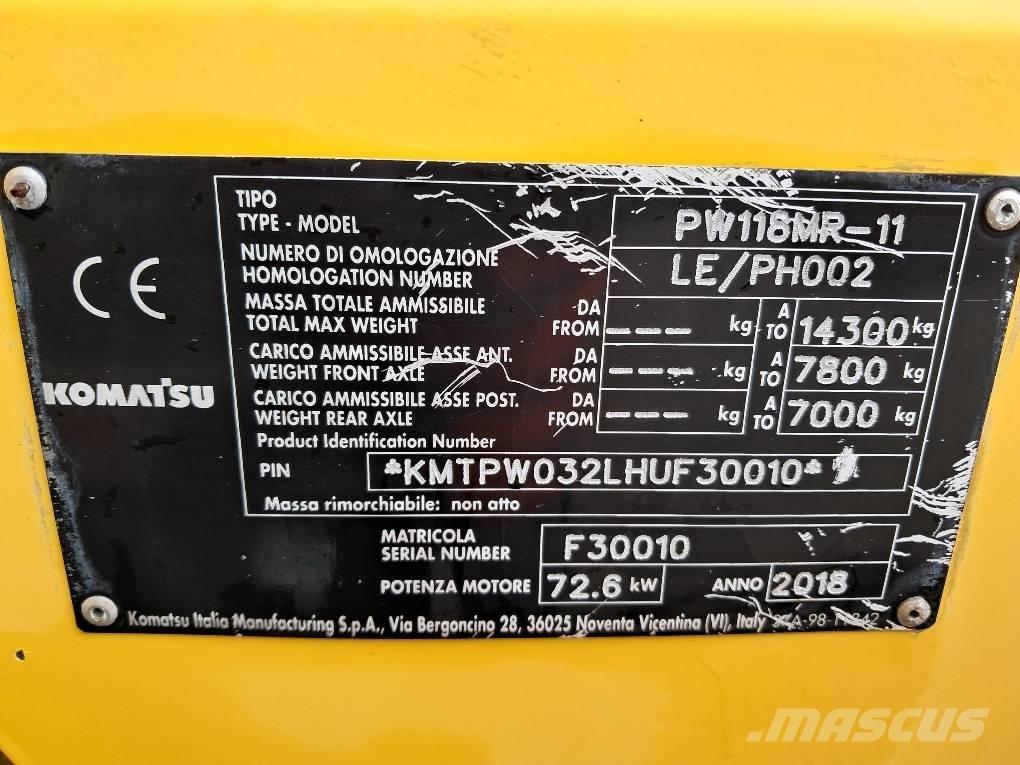 Komatsu PW118MR-11 Ratiniai ekskavatoriai