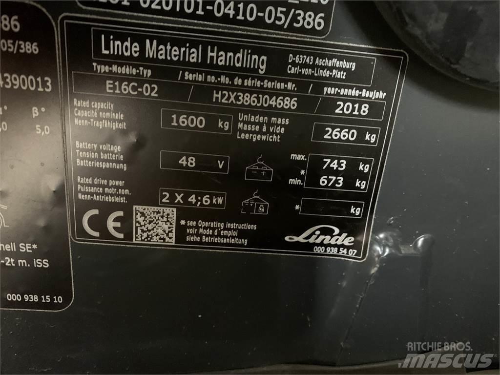 Linde E16C Elektriniai šakiniai krautuvai