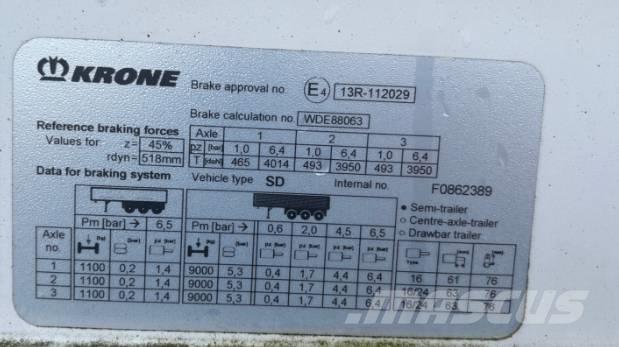 Krone SD Priekabos su tentu