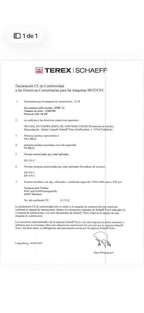 Terex HML 32 Ratiniai ekskavatoriai