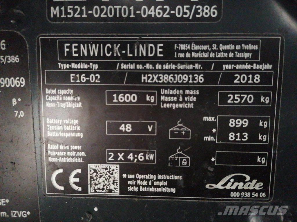 Linde E16-02 Elektriniai šakiniai krautuvai
