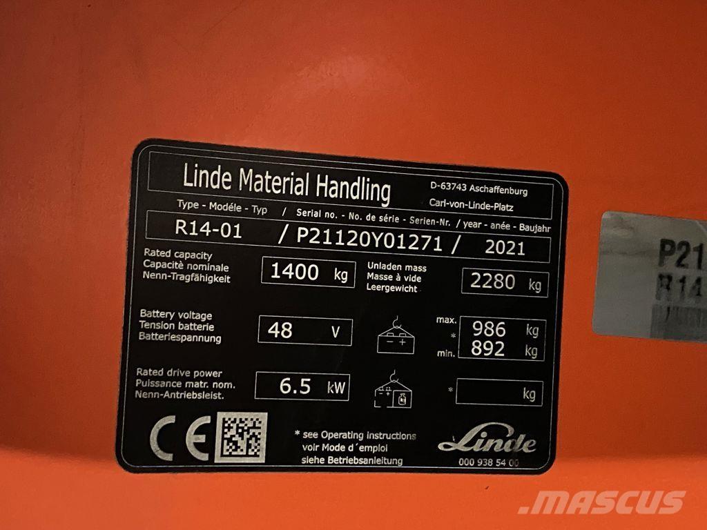 Linde R14-01 Šakiniai krautuvai su prailgintu keltuvu