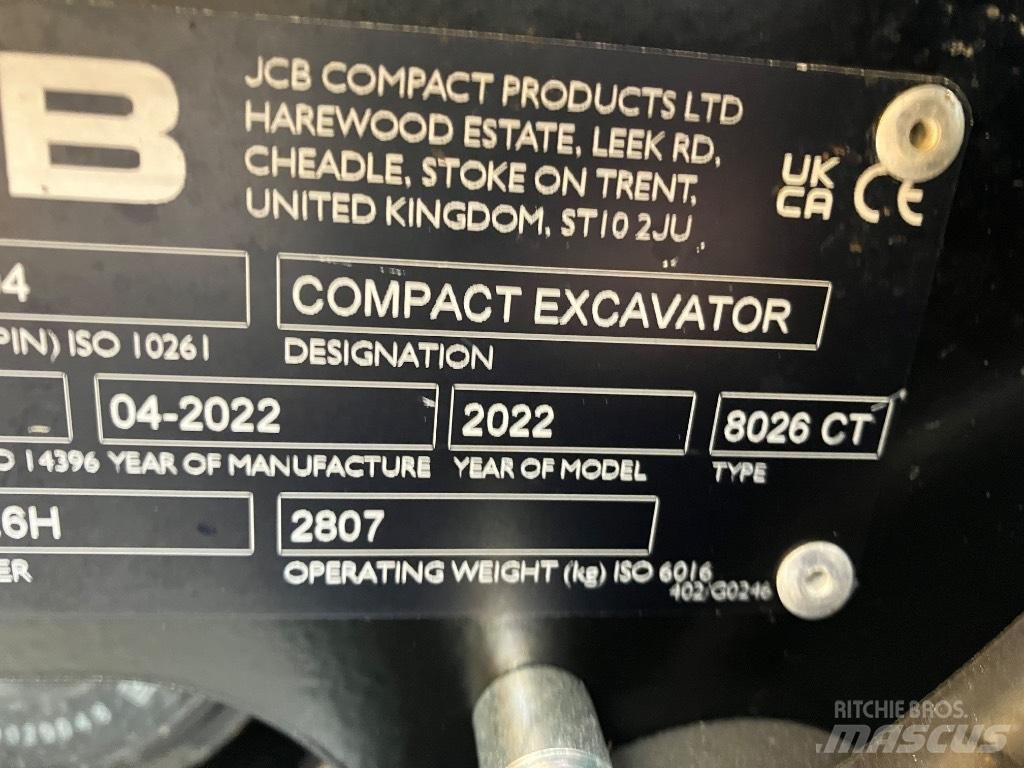JCB 8026 CTS Mini ekskavatoriai < 7 t