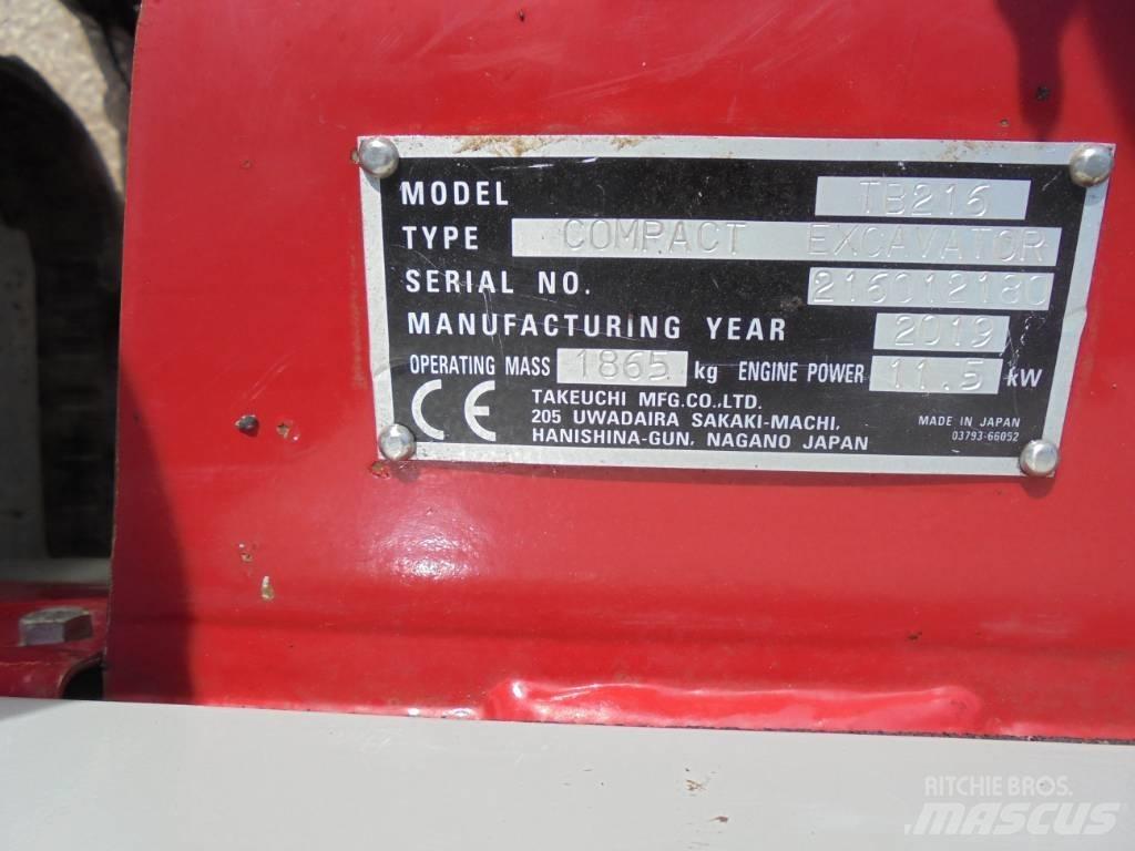 Takeuchi TB216 Mini ekskavatoriai < 7 t