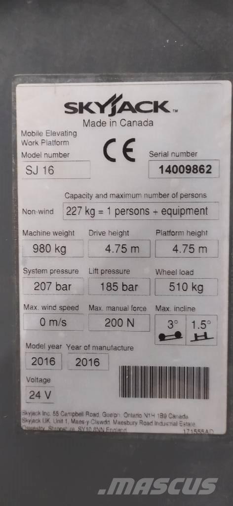 SkyJack SJ 16 Vertikalūs stiebiniai keltuvai
