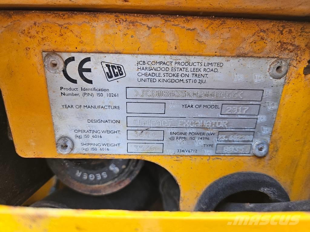 JCB 8035 ZTS + QH Mini ekskavatoriai < 7 t