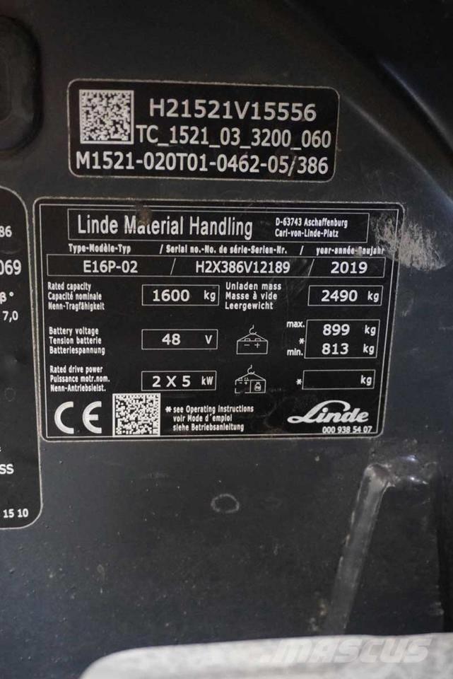 Linde E 16 P Elektriniai šakiniai krautuvai