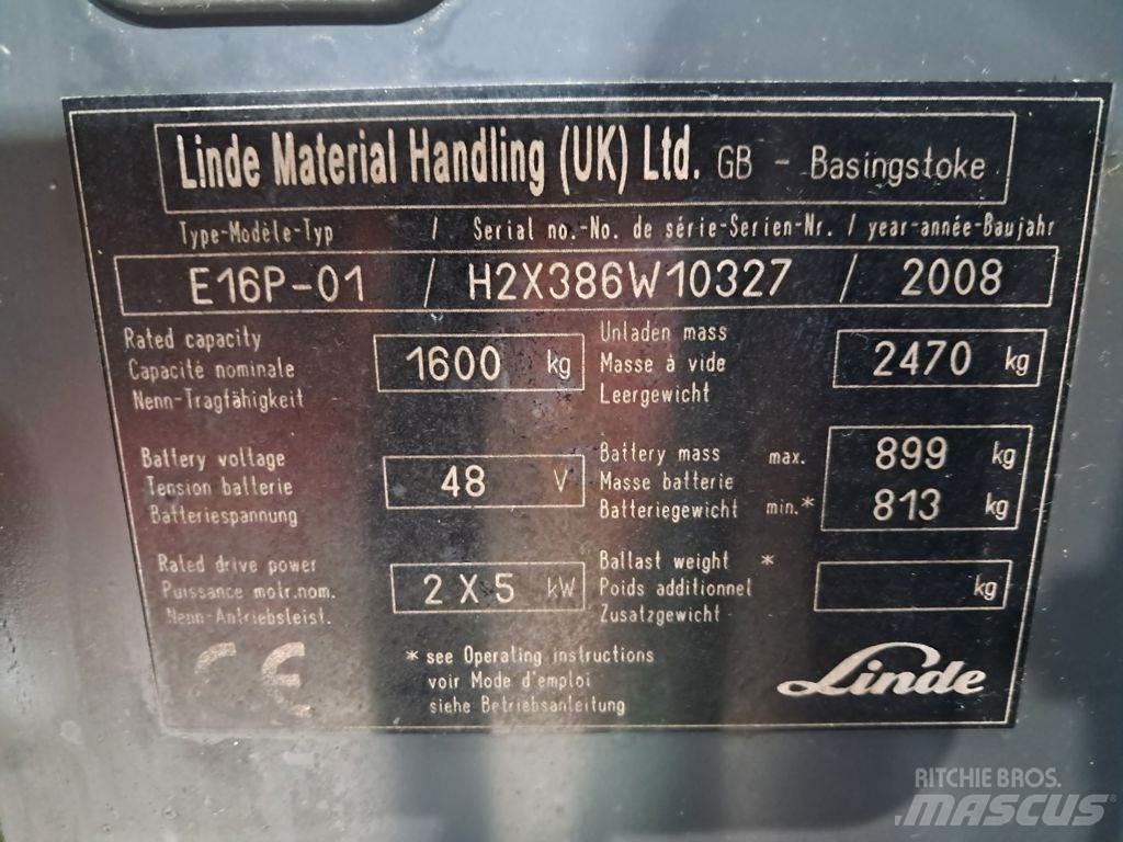 Linde E16P-01 Elektriniai šakiniai krautuvai