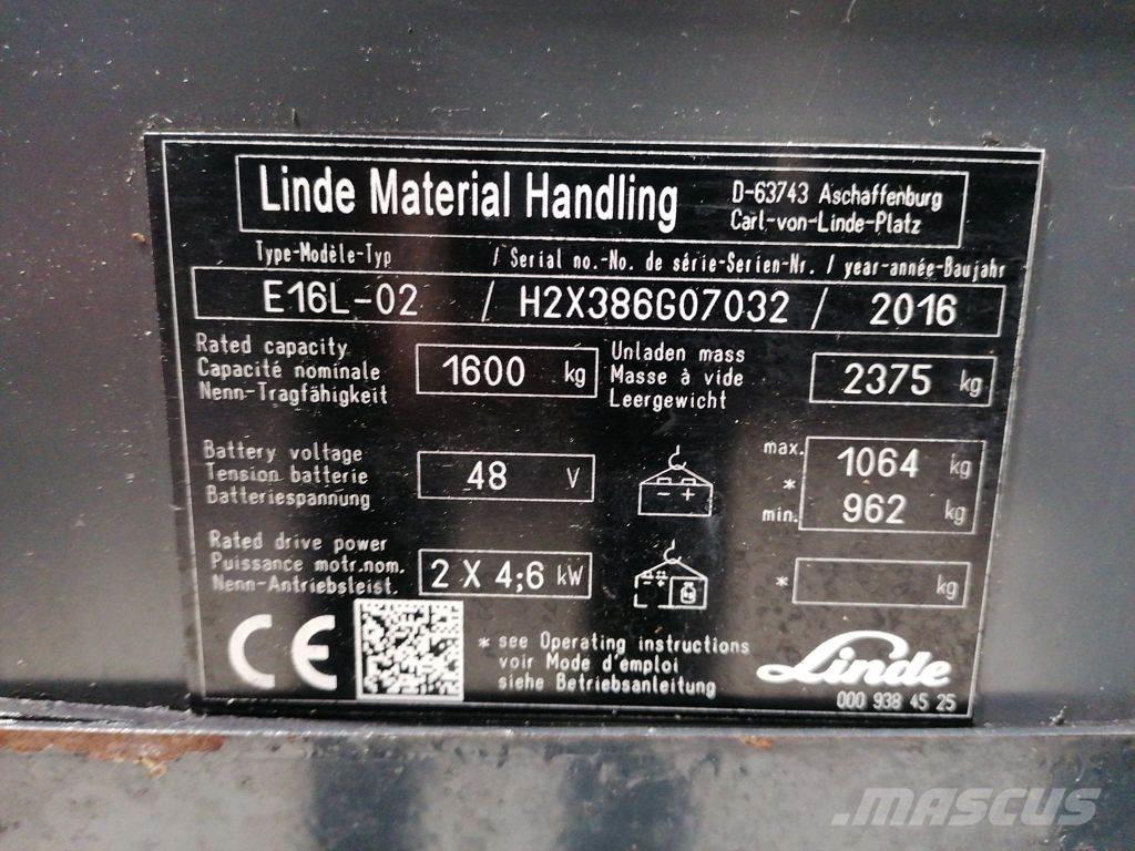 Linde E16L-02 Elektriniai šakiniai krautuvai
