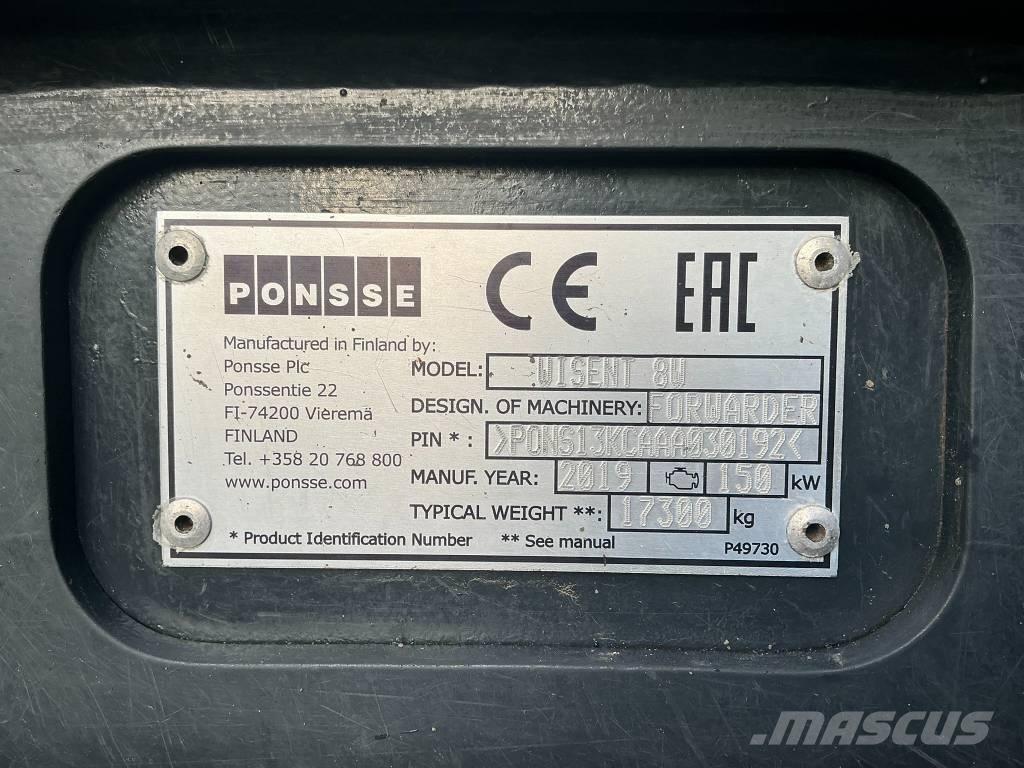 Ponsse Wisent 8W Naudoti miškovežiai (Forvarderiai)