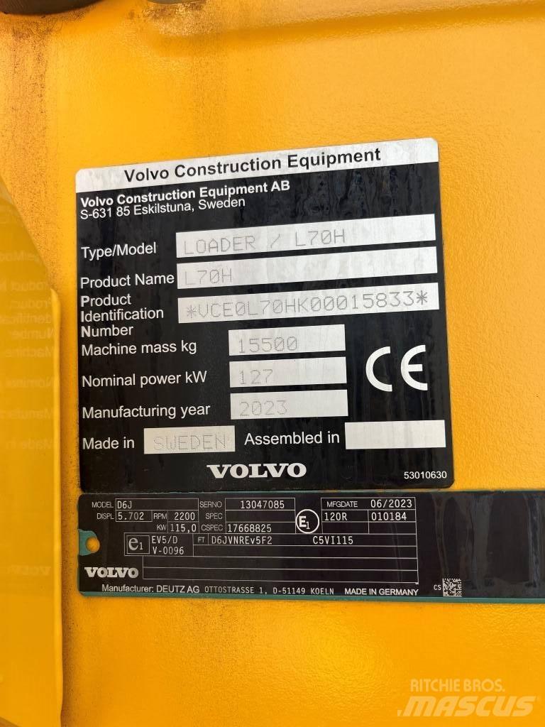 Volvo L70H Naudoti ratiniai krautuvai