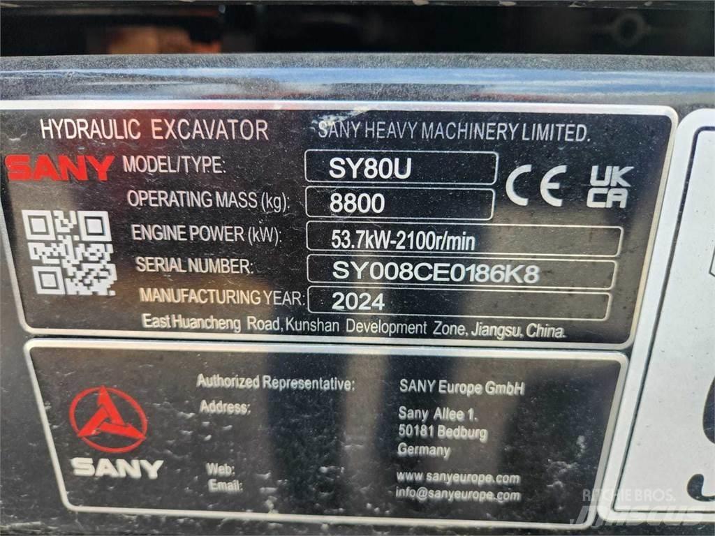 Sany SY80U Vidutinės galios ekskavatoriai 7-12 t