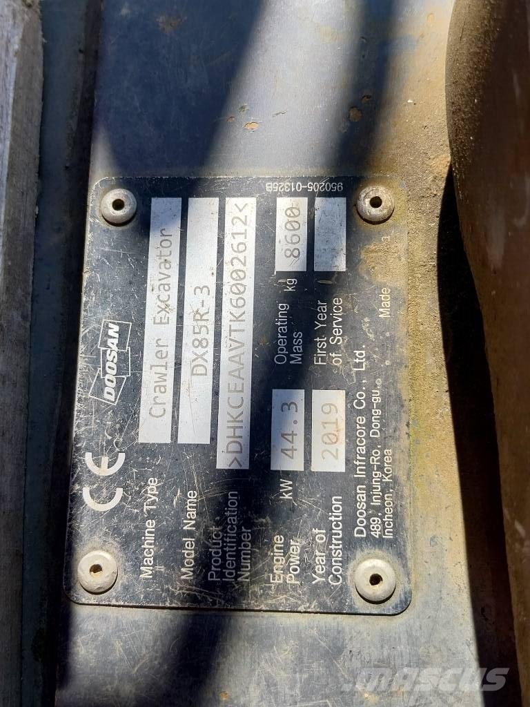 Doosan DX 85 R-3 Vidutinės galios ekskavatoriai 7-12 t