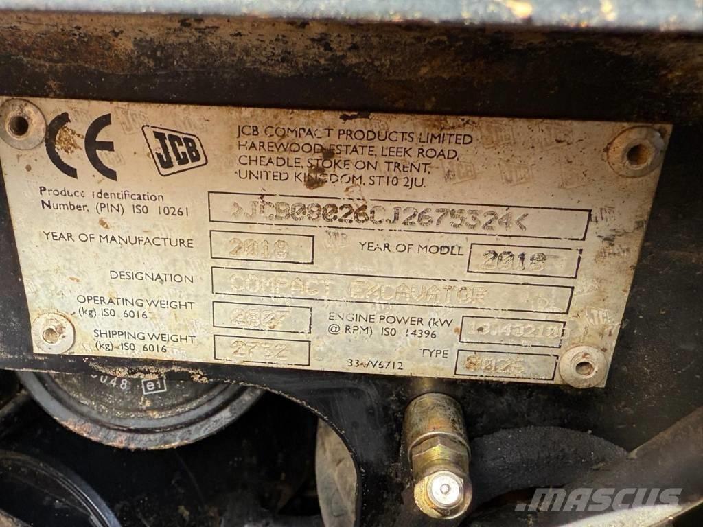 JCB 8026 CTS Mini ekskavatoriai < 7 t