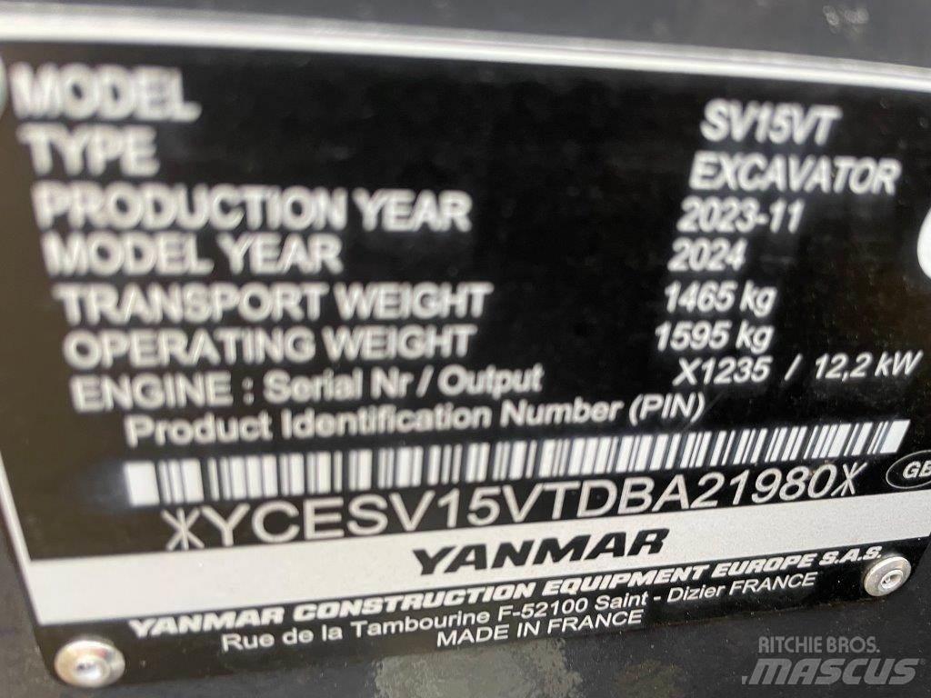 Yanmar SV15VT Vidutinės galios ekskavatoriai 7-12 t