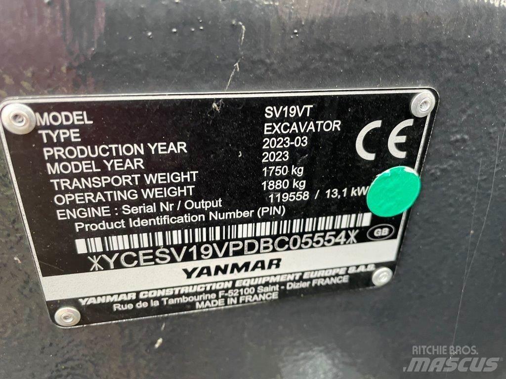 Yanmar SV19VT Vidutinės galios ekskavatoriai 7-12 t