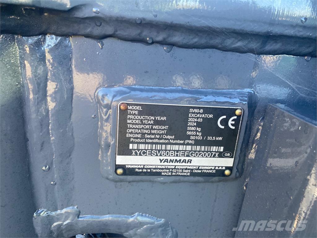 Yanmar SV60-B Vidutinės galios ekskavatoriai 7-12 t