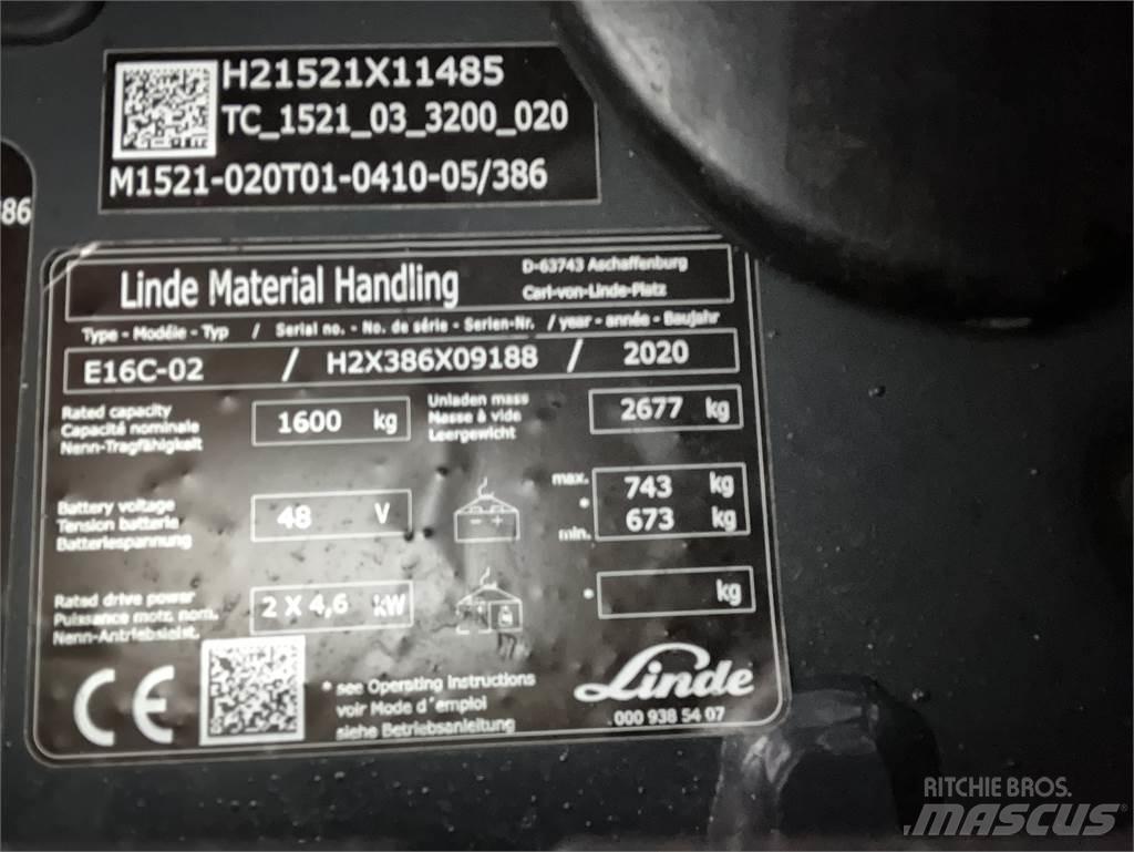 Linde E16C Elektriniai šakiniai krautuvai
