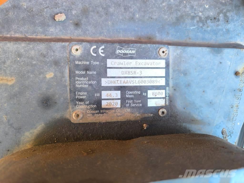 Doosan DX 85 R-3 Vidutinės galios ekskavatoriai 7-12 t