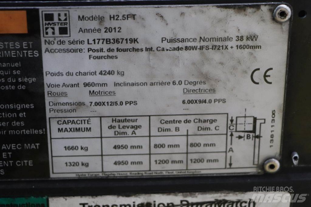 Hyster H2.5FT LPG (dujiniai) krautuvai