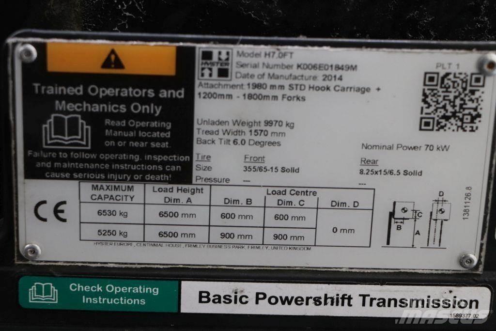 Hyster H7.0FT Dyzeliniai krautuvai