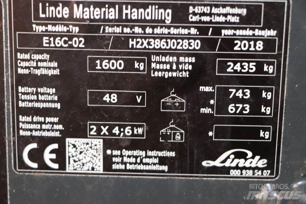 Linde E16C-02 Elektriniai šakiniai krautuvai