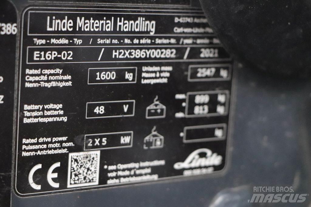 Linde E16P-02 Elektriniai šakiniai krautuvai
