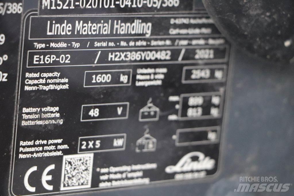 Linde E16P-02 Elektriniai šakiniai krautuvai