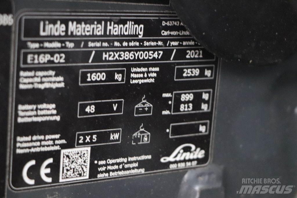 Linde E16P-02 Elektriniai šakiniai krautuvai