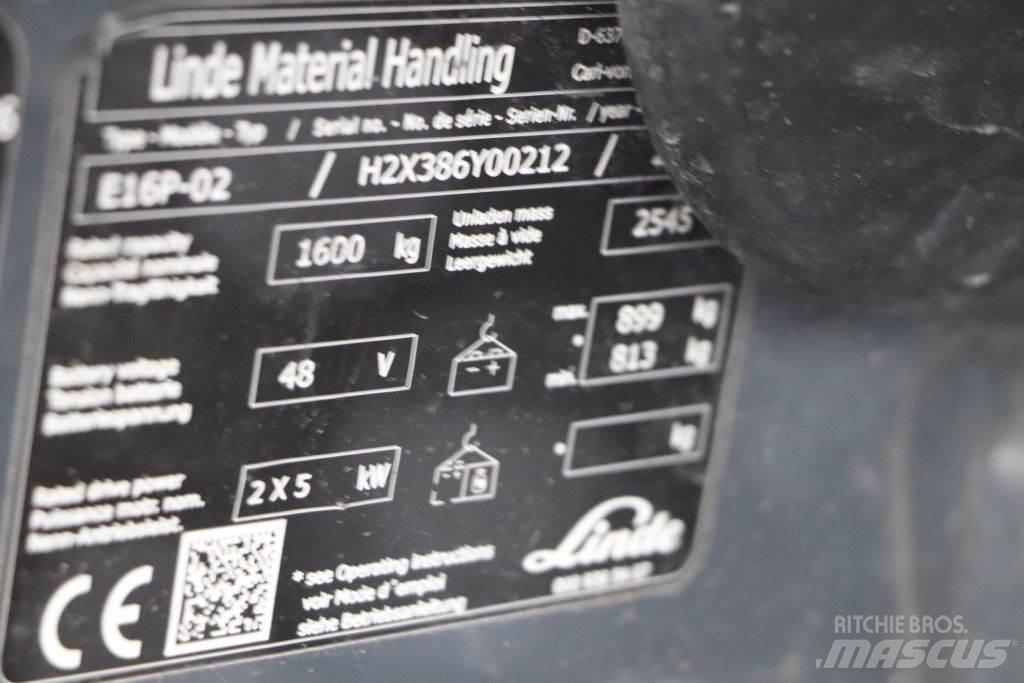 Linde E16P-02 Elektriniai šakiniai krautuvai