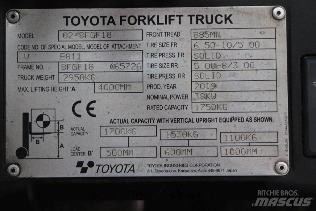 Toyota 02-8FGF18 LPG (dujiniai) krautuvai