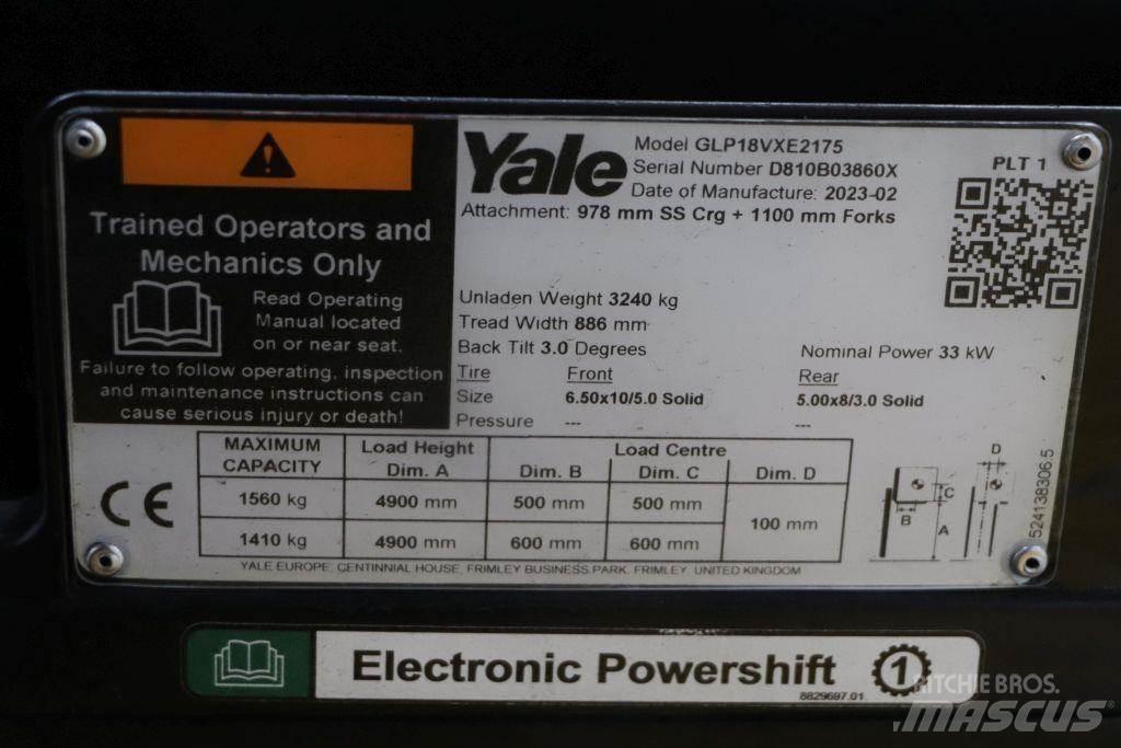 Yale GLP18VX LPG (dujiniai) krautuvai