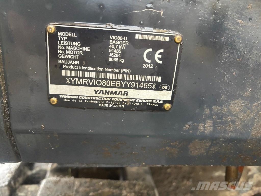 Yanmar Vio 80 U Vidutinės galios ekskavatoriai 7-12 t