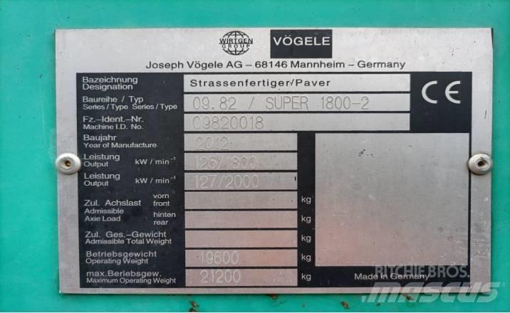 Vögele SUPER1800-2 Asfalto klotuvai
