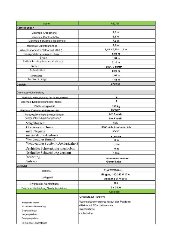 Fronteq FBZ-6T Kiti keltuvai ir platformos