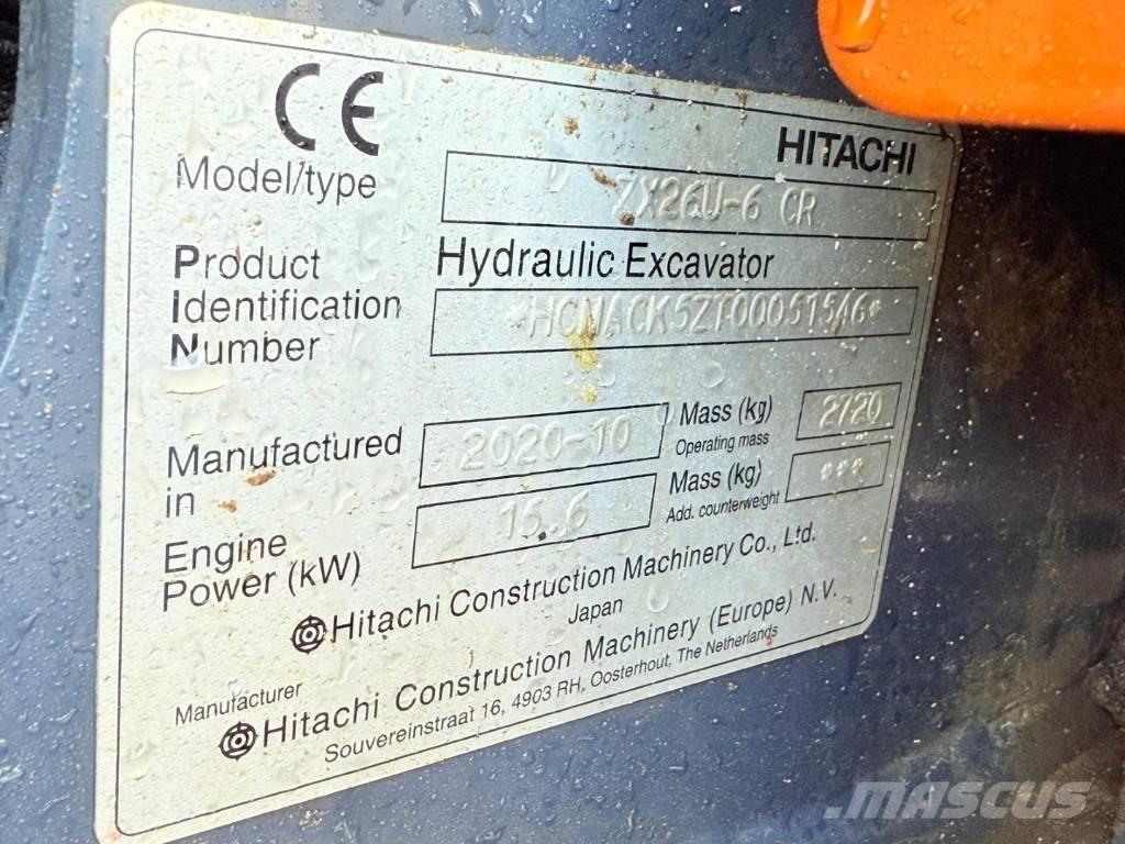 Hitachi ZX 26 U-6 CR Mini ekskavatoriai < 7 t