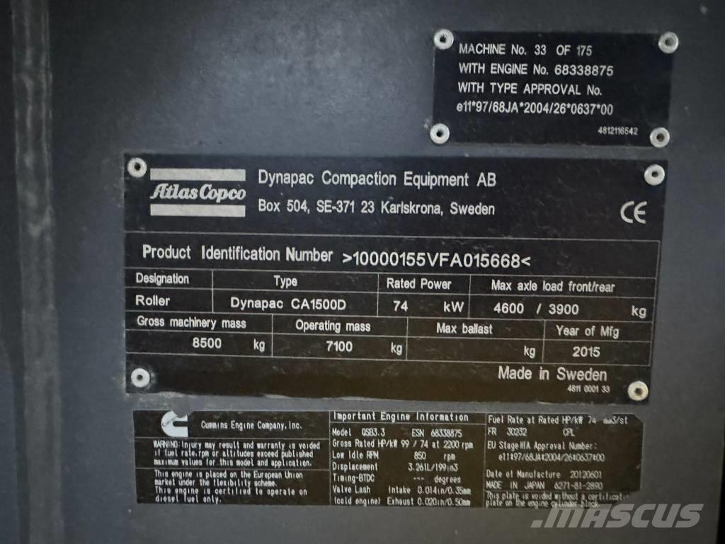 Dynapack CA1500D Vieno būgno volai