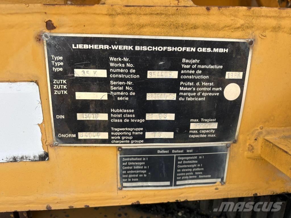Liebherr 35 K Bokštiniai kranai