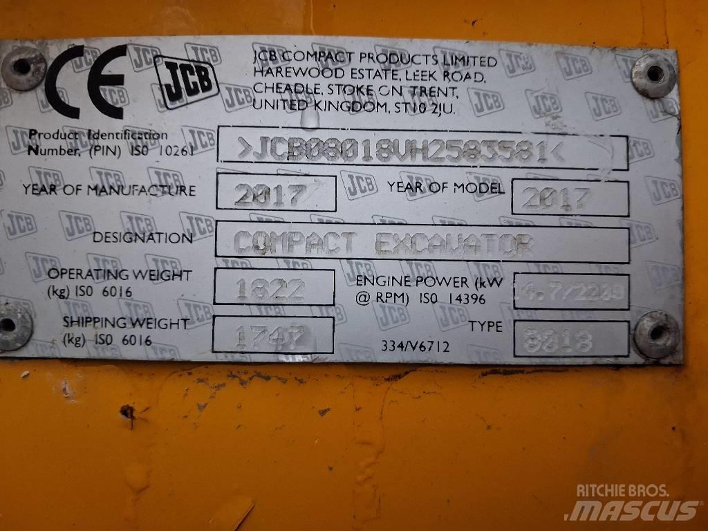 JCB 8018 CTS Mini ekskavatoriai < 7 t