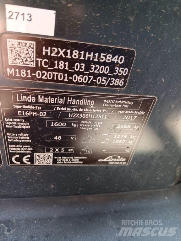Linde E16PH Elektriniai šakiniai krautuvai