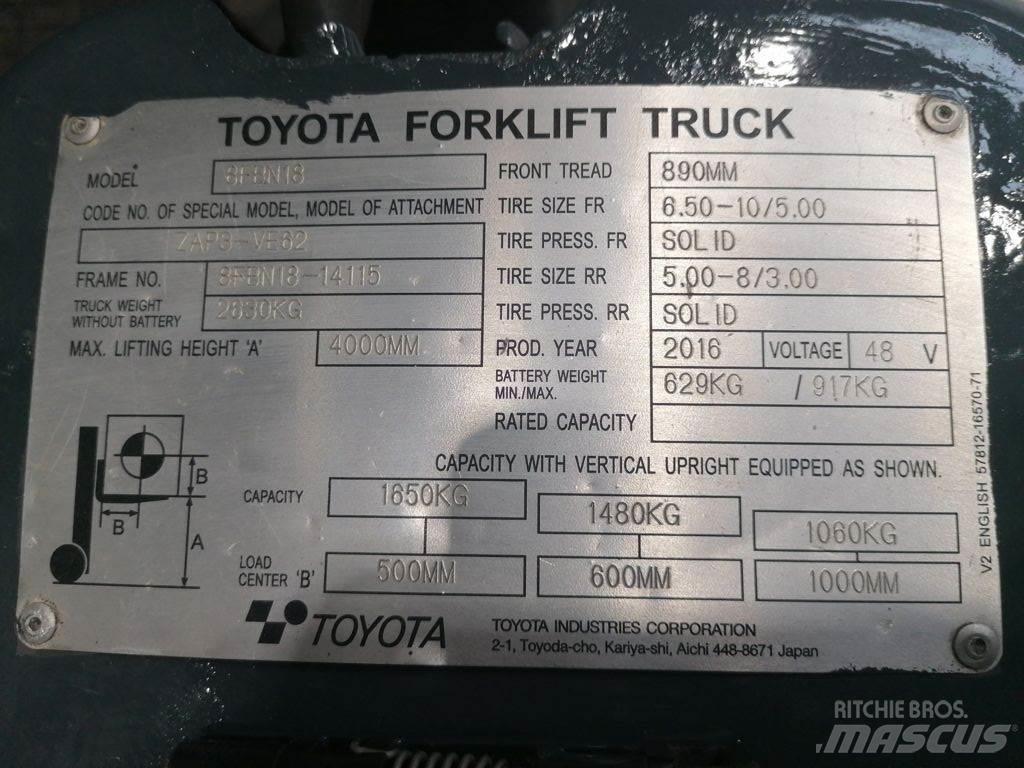 Toyota 8FBN18 Elektriniai šakiniai krautuvai