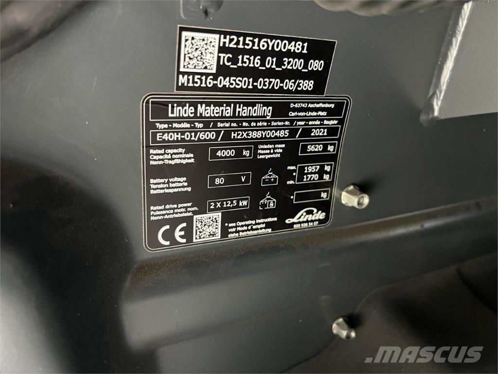 Linde E 40H-01 / 600 Elektriniai šakiniai krautuvai