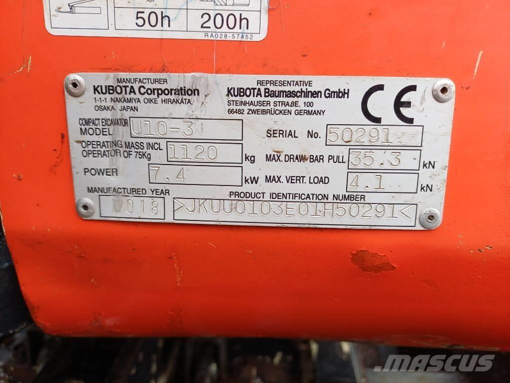 Kubota U 10-3 Mini ekskavatoriai < 7 t