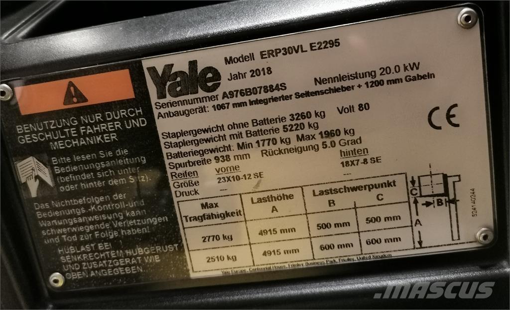Yale ERP30VL Elektriniai šakiniai krautuvai