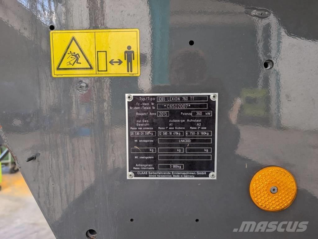 CLAAS Lexion 760 TT Derliaus nuėmimo kombainai
