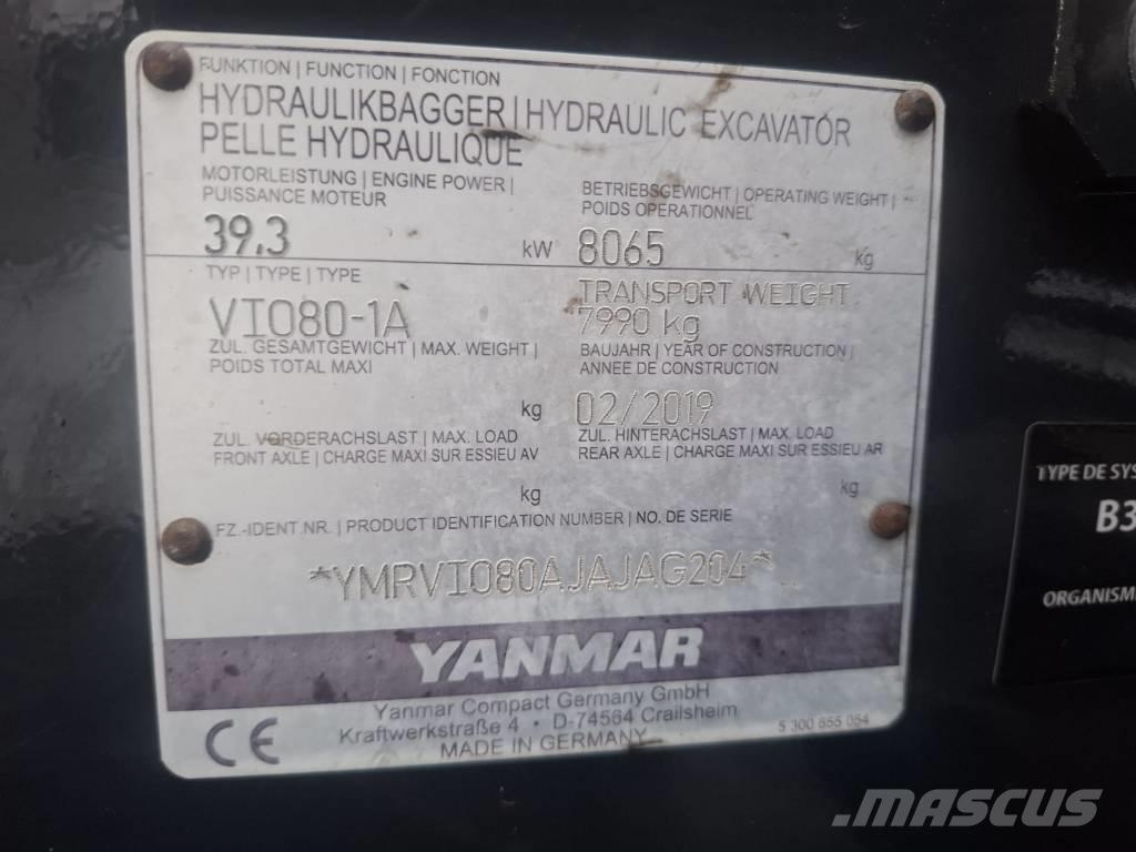 Yanmar Vio 80-1A Vidutinės galios ekskavatoriai 7-12 t