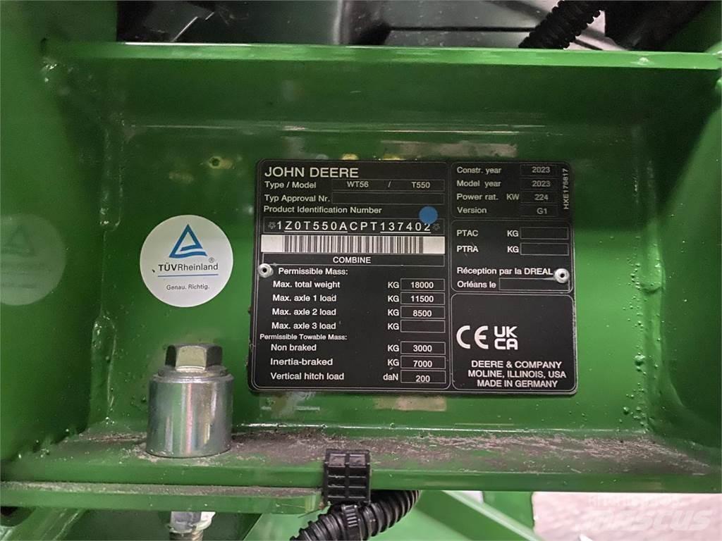 John Deere T550i Derliaus nuėmimo kombainai